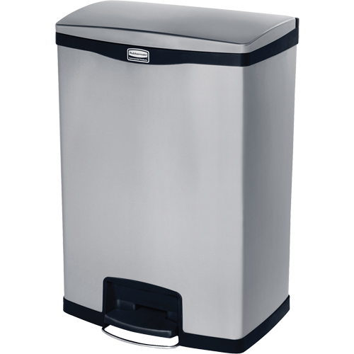 Slim Jim&reg; Waste Container, Stainless Steel, 24 US gal. Capacity Action Paper