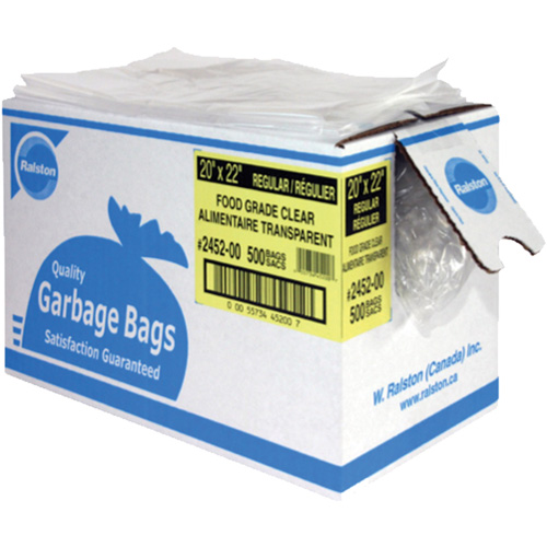 Food-Grade Garbage Bags, X-Strong, 35" W x 50" L, 0.92 mils, Clear Action Paper