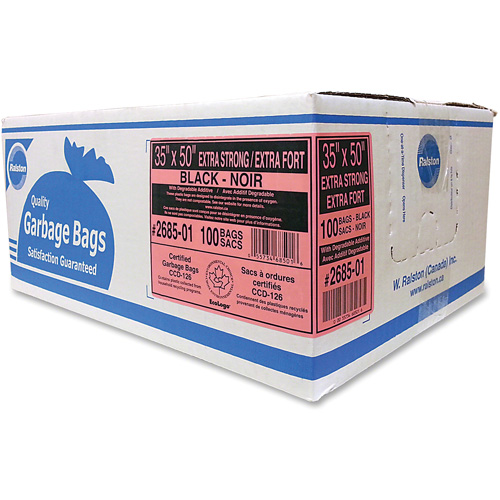 Industrial Garbage Bags, X-Strong, 50" W x 35" L, 1.17 mils, Black Action Paper