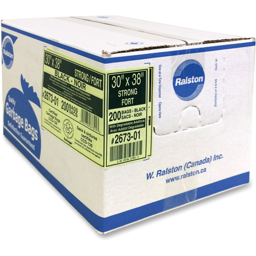 Industrial Garbage Bags, Strong, 38" W x 30" L, 0.85 mils, Black Action Paper