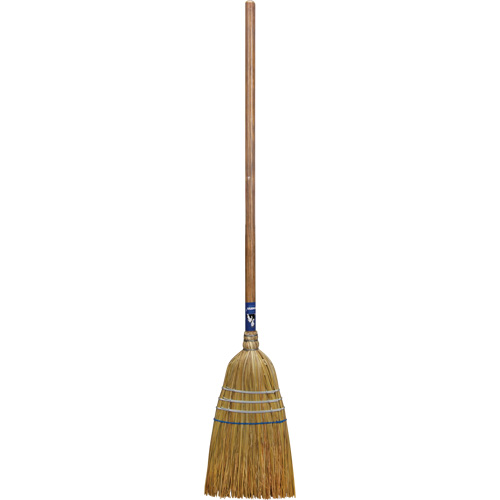 Industrial Corn Broom, 3-String, Wood Handle Action Paper