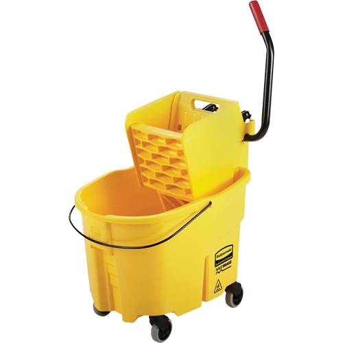 WaveBrake&reg; Mop Bucket & Wringer Combo Pack, Side Press, 8.75 US Gal.(35 Quart), Yellow Action Paper