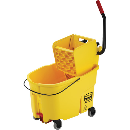 Ensemble de seau pour vadrouille et essoreuse WaveBrake, Pression lat&eacute;rale, 11 gal. US (44 pintes), Jaune Action Paper