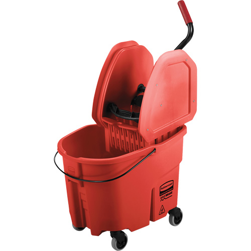 Ensemble de seau pour vadrouille et essoreuse WaveBrake, Pression vers le bas, 8,75 gal. US (35 pintes), Rouge Action Paper