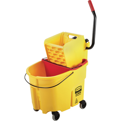 Ensemble de seau pour vadrouille et essoreuse WaveBrake, Pression lat&eacute;rale, 8,75 gal. US (35 pintes), Jaune Action Paper