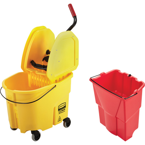 Ensemble de seau pour vadrouille et essoreuse WaveBrake, Pression vers le bas, 8,75 gal. US (35 pintes), Jaune Action Paper