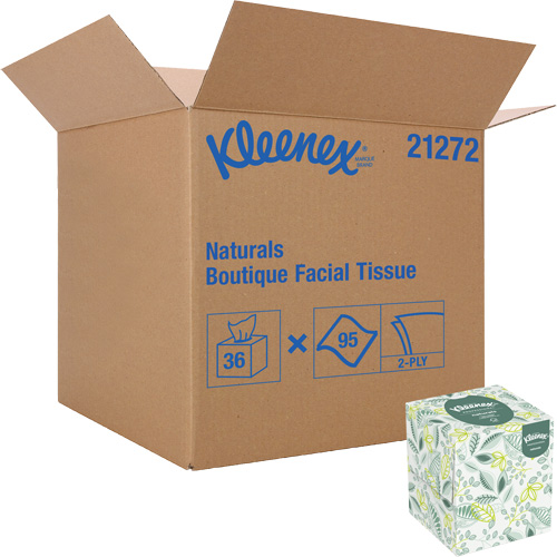Kleenex&reg; Naturals Boutique* Facial Tissue, 2 Ply, 7.8" L x 8.3" W, 95 Sheets/Box Action Paper