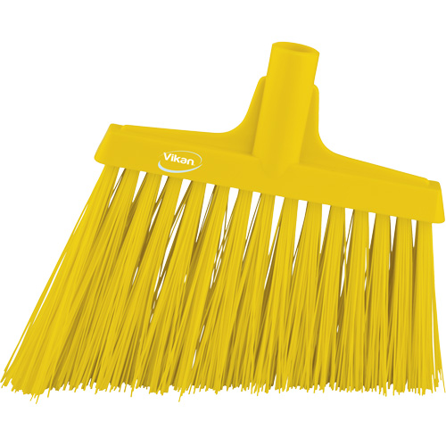 Angle Broom Head, X-Coarse Bristles, 12", Polyester, Yellow Action Paper