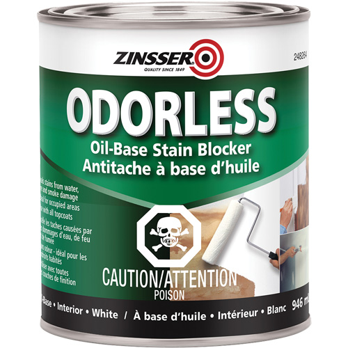 Odourless Oil-Base Stain Blocking Primer, White, Very Flat, 946 ml, Can Action Paper