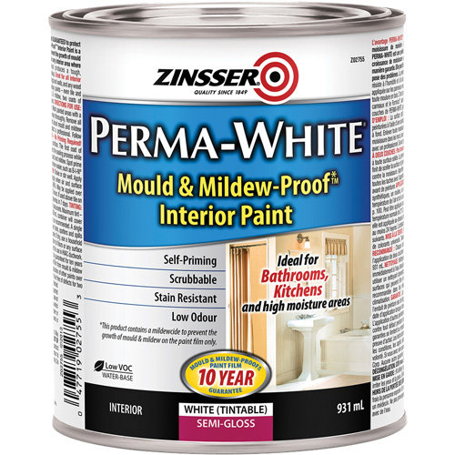 Perma-White&reg; Mold & Mildew-Proof Interior Paint, 931 ml, Can, White Action Paper