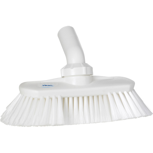 Brosse de lavage aliment&eacute;e en eau et &agrave; angle r&eacute;glable, Soies Doux, Longueur de 9-1/4", Blanc Action Paper