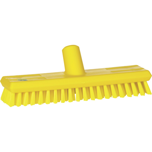 Water-Fed Deck Scrub Brush, X-Coarse Bristles, 10-3/4", Polyester, Yellow Action Paper