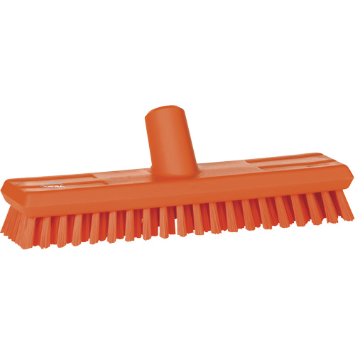 Water-Fed Deck Scrub Brush, X-Coarse Bristles, 10-3/4", Polyester, Orange Action Paper