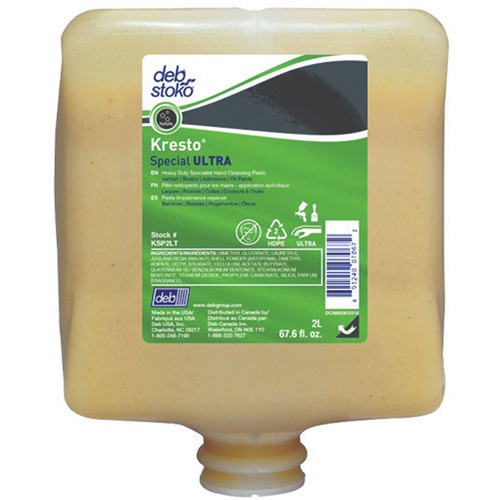 Recharge de nettoyant pour les mains Kresto Special Ultra, P&acirc;te, 2 L, Cartouche en plastique, Fraîcheur Action Paper
