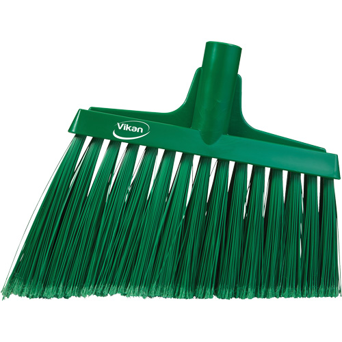 Angled Broom Head, Split Bristles, 11-1/2", Polyester, Green Action Paper