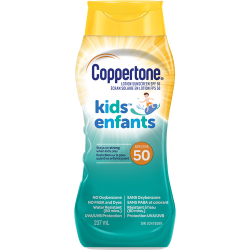 Kids Water Resistant Sunscreen, SPF 50, Lotion Action Paper
