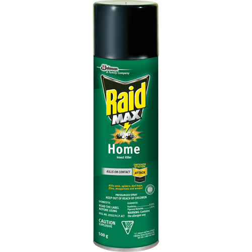 Insecticide pour insectes domestiques Raid Max, 500 g, Canette a&eacute;rosol, &agrave; base de solvant Action Paper