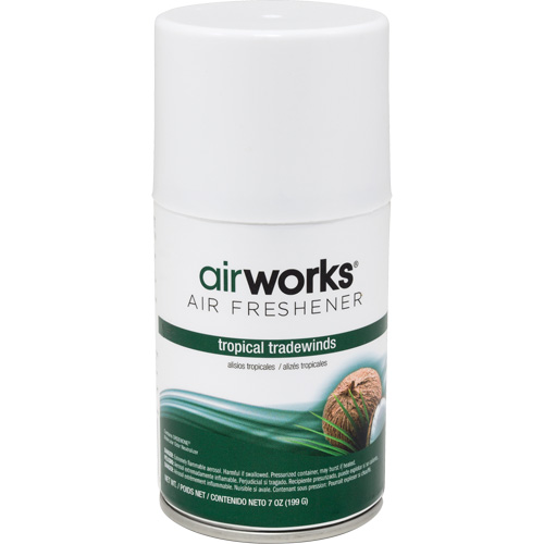 AirWorks&reg; Metered Air Fresheners, Tropical Tradewinds, Aerosol Can Action Paper