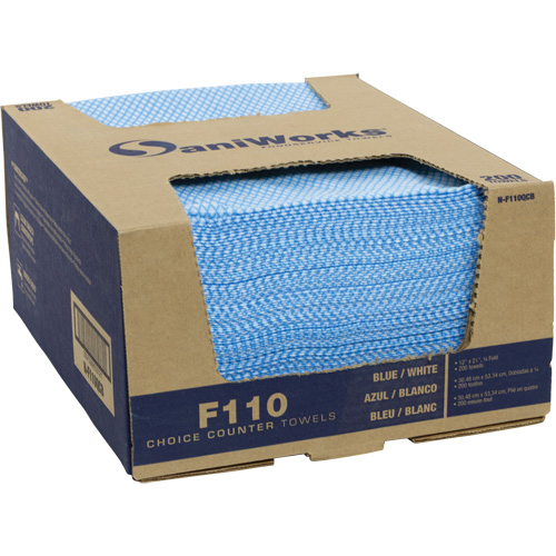 Chiffons de choix pour comptoir SaniWorks, Bleu/Blanc Action Paper