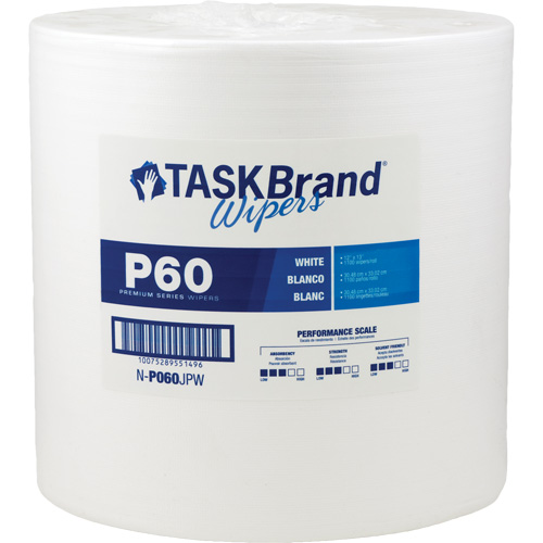 Chiffons de premi&egrave;re qualit&eacute; P60 TaskBrand, Tout usage, 13" lo x 12" la Action Paper