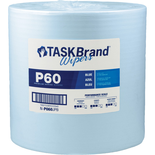 TaskBrand&reg; P60 Premium Series Wipers, All-Purpose, 13" L x 12" W Action Paper