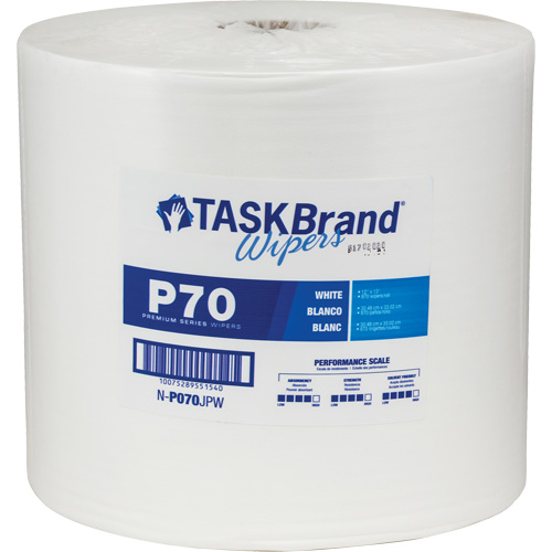 TaskBrand&reg; P70 Premium Series Wipers, Heavy-Duty, 13" L x 12" W Action Paper