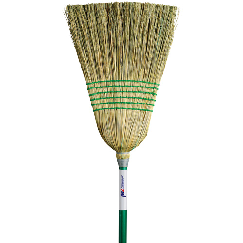 Light-Duty Corn Broom, 6-String, Wood Handle Action Paper