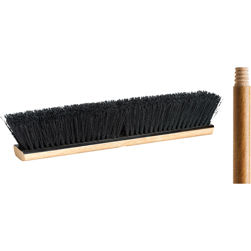 Push Broom with Handle, 18", Medium, Tampico Bristles Action Paper