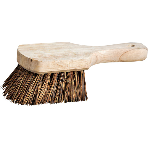 Short Handle Pot Brush, Stiff Bristles, 9" Long, Brown Action Paper