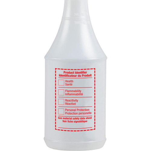 Bouteille &agrave; pulv&eacute;risateur ronde avec &eacute;tiquette SIMDUT, 24 oz Action Paper