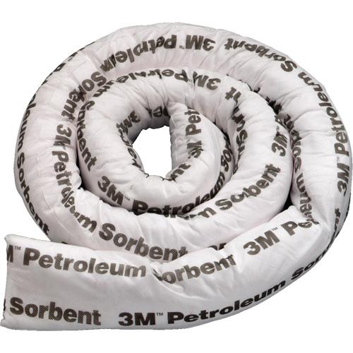 Barri&egrave;re de pollution absorbante double pour produits p&eacute;troliers, Huile seulement, 8' lo x 3" la, Absorption 15,7 gal Action Paper