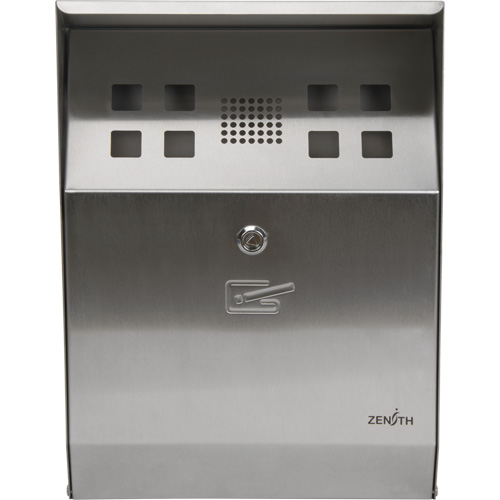 Smoking Receptacle, Wall-Mount, Stainless Steel, 1.6 Litres Capacity, 13-4/5" Height Action Paper