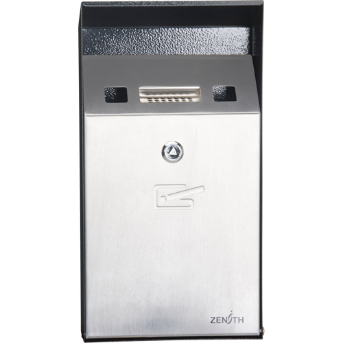 Smoking Receptacle, Wall-Mount, Stainless Steel, 1 Litre Capacity, 11-4/5" Height Action Paper