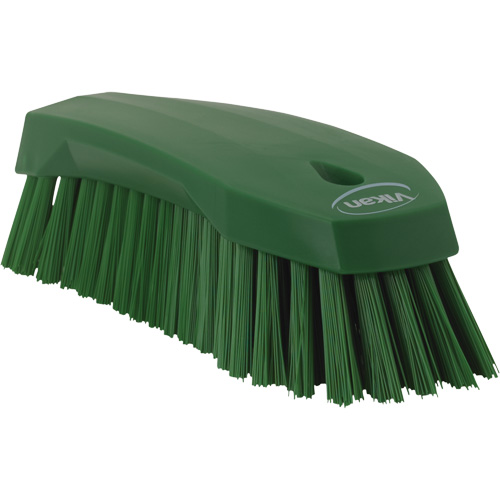 Large Angled Hand Brush, Stiff Bristles, 8" Long, Green Action Paper