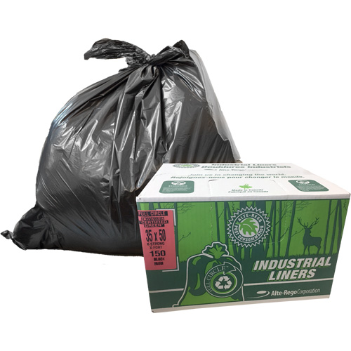 EcoLogo&reg; Garbage Bags, X-Strong, 48" W x 60" L, Clear, 246.05 L (65 Gal.) Capacity Action Paper