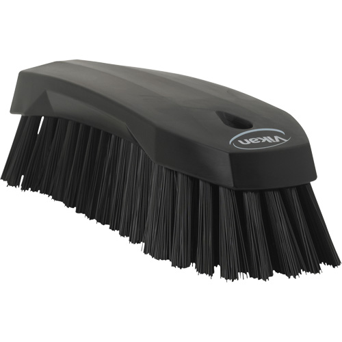 Large Angled Hand Brush, Stiff Bristles, 8" Long, Black Action Paper