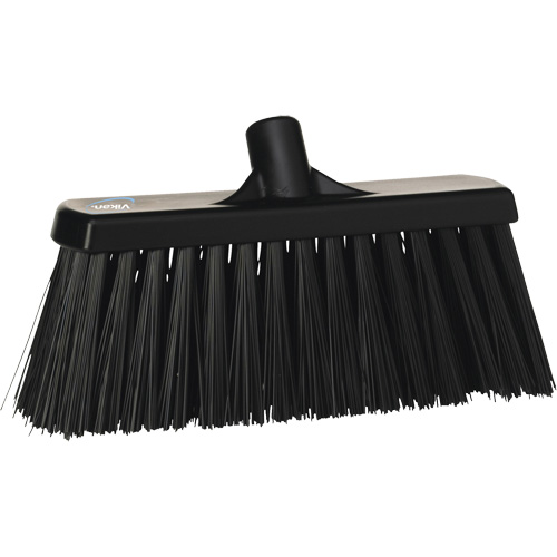 Heavy-Duty Push Broom, Stiff Bristles, 13", Polyester, Black Action Paper