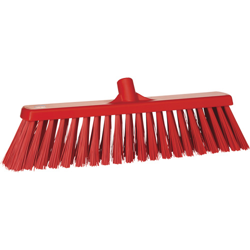 Heavy-Duty Push Broom, Stiff Bristles, 20", Polyester, Red Action Paper