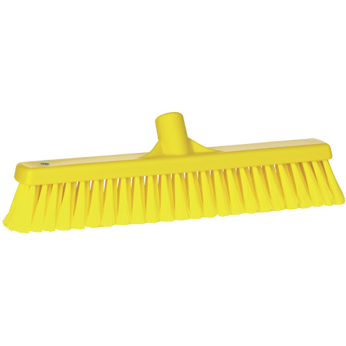 Fine Particle Push Broom, Fine/Split Bristles, 16-1/4", Polypropylene, Yellow Action Paper