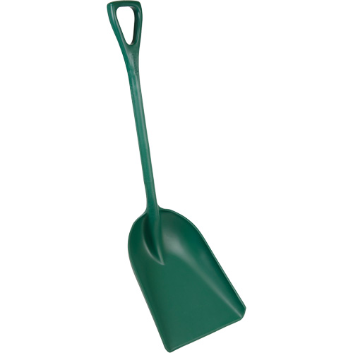 One-Piece Metal Detectable Shovel, 13-3/4" x 17" Blade, 42-1/2" Length, Plastic, Green Action Paper