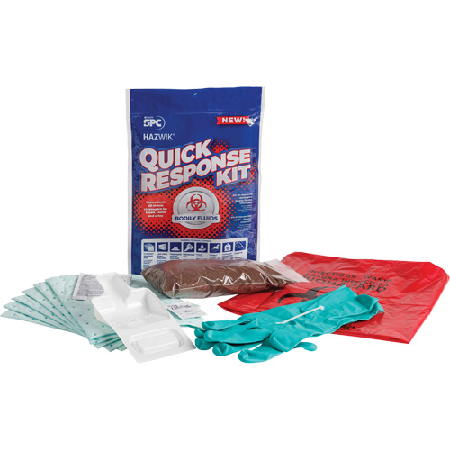 Hazwik&reg; Quick Response Spill Kit for Bodily Fluids, Biohazard, Bag, 0.49 US gal. Absorbancy Action Paper