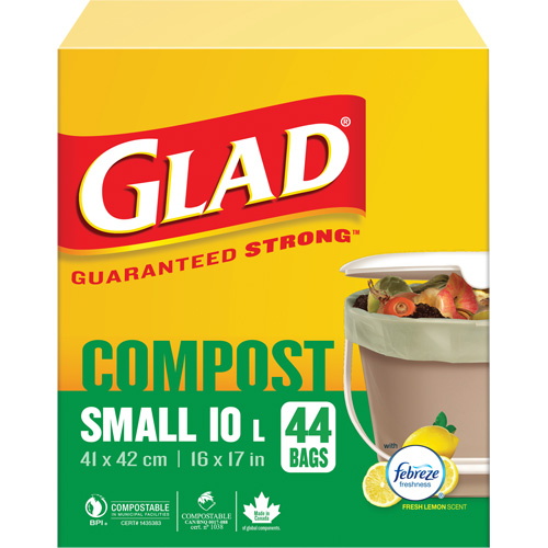 Small Compostable Bags, Regular, 17" L x 16" W, Brown, 10 L (3 Gal.) Capacity Action Paper