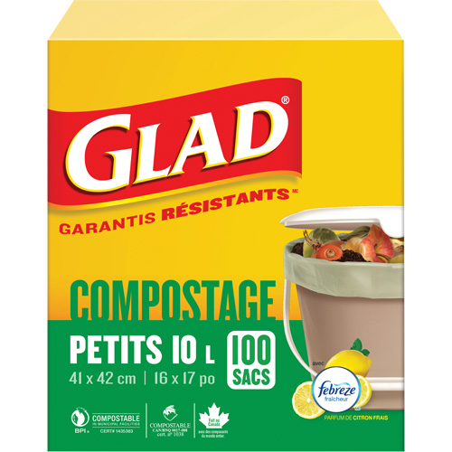 Petits sacs de compostage, R&eacute;gulier, 17" lo x 16" la, Brun, Capacit&eacute; de 10 L (3 gal.) Action Paper