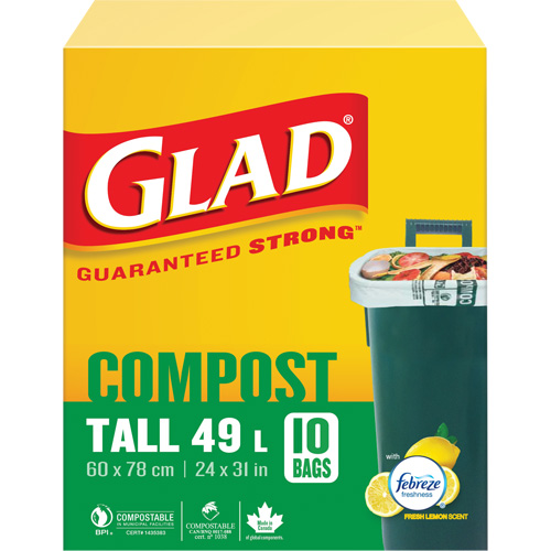 Sacs de compostage hauts, R&eacute;gulier, 31" lo x 24" la, Brun, Capacit&eacute; de 49 L (13 gal.) Action Paper