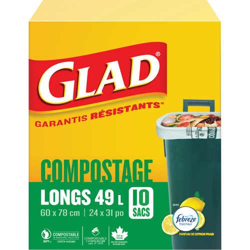 Sacs de compostage hauts, R&eacute;gulier, 31" lo x 24" la, Brun, Capacit&eacute; de 49 L (13 gal.) Action Paper