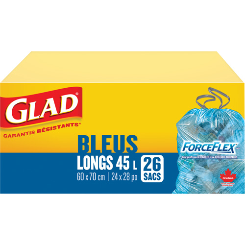 45L Recycling Bags, Regular, 24" W x 28" L, Blue Action Paper