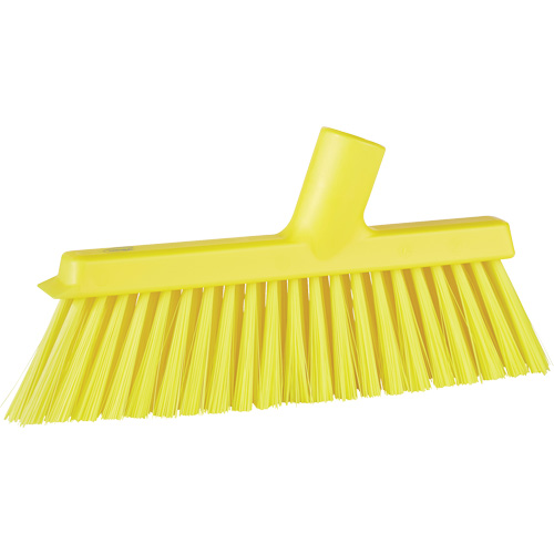 Dustpan Broom with Angled Thread, Medium Bristles, 10", Polyester, Yellow Action Paper