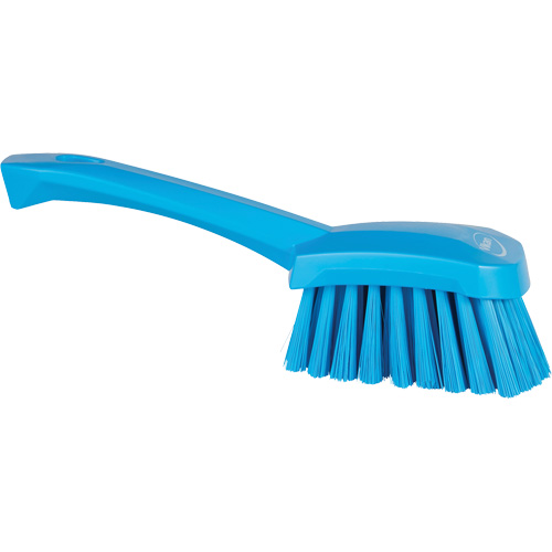 Short-Handled Washing Brush, Soft Bristles, 10-1/2" Long, Blue Action Paper