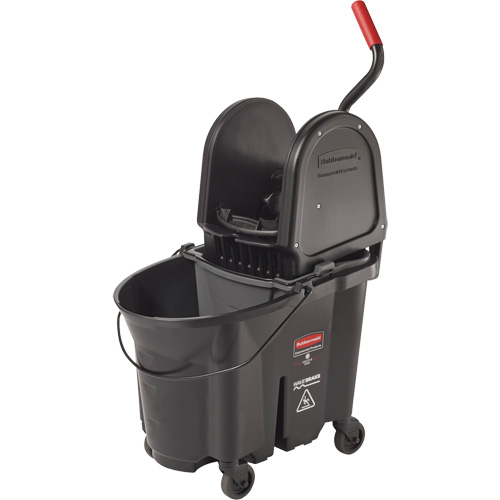 Seau et essoreuse Wavebrake, Pression vers le bas, 8,75 gal. US (35 pintes), Noir Action Paper