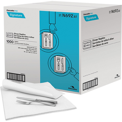 Pro Signature&reg; Dinner Napkins, 1 Ply, 15" x 15" Action Paper